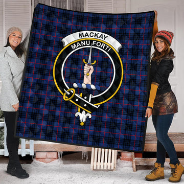 MacKay Blue Modern Tartan Quilt with Family Crest