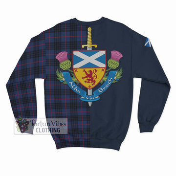 MacKay Blue Modern Tartan Sweatshirt Alba with Scottish Lion Royal Arm Half Style