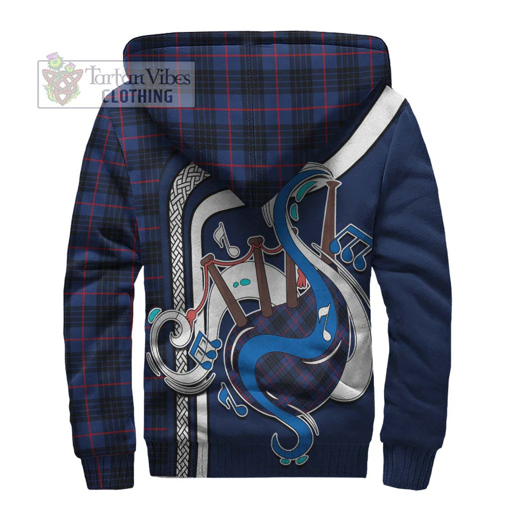 MacKay Blue Modern Tartan Sherpa Hoodie with Epic Bagpipe Style - Tartanvibesclothing Shop