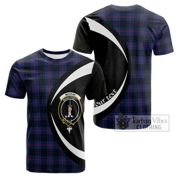 MacKay Blue Modern Tartan Cotton T-shirt with Family Crest Circle Style