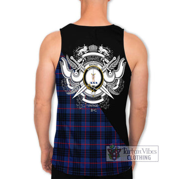 MacKay Blue Modern Tartan Men's Tank Top with Family Crest and Military Logo Style