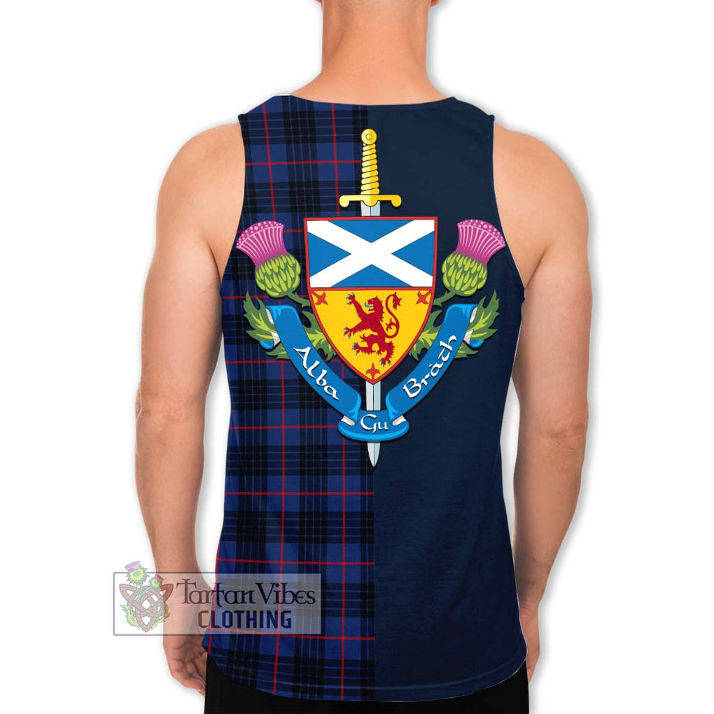 Tartan Vibes Clothing MacKay Blue Modern Tartan Men's Tank Top with Scottish Lion Royal Arm Half Style