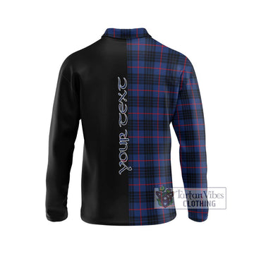 MacKay Blue Modern Tartan Long Sleeve Polo Shirt with Family Crest and Half Of Me Style