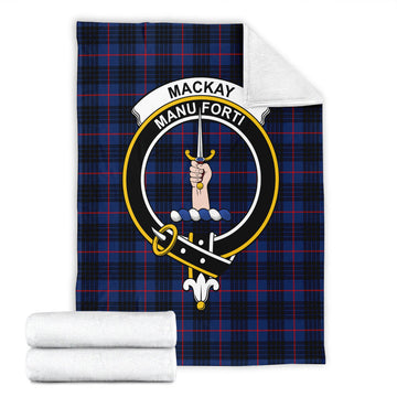 MacKay Blue Modern Tartan Blanket with Family Crest