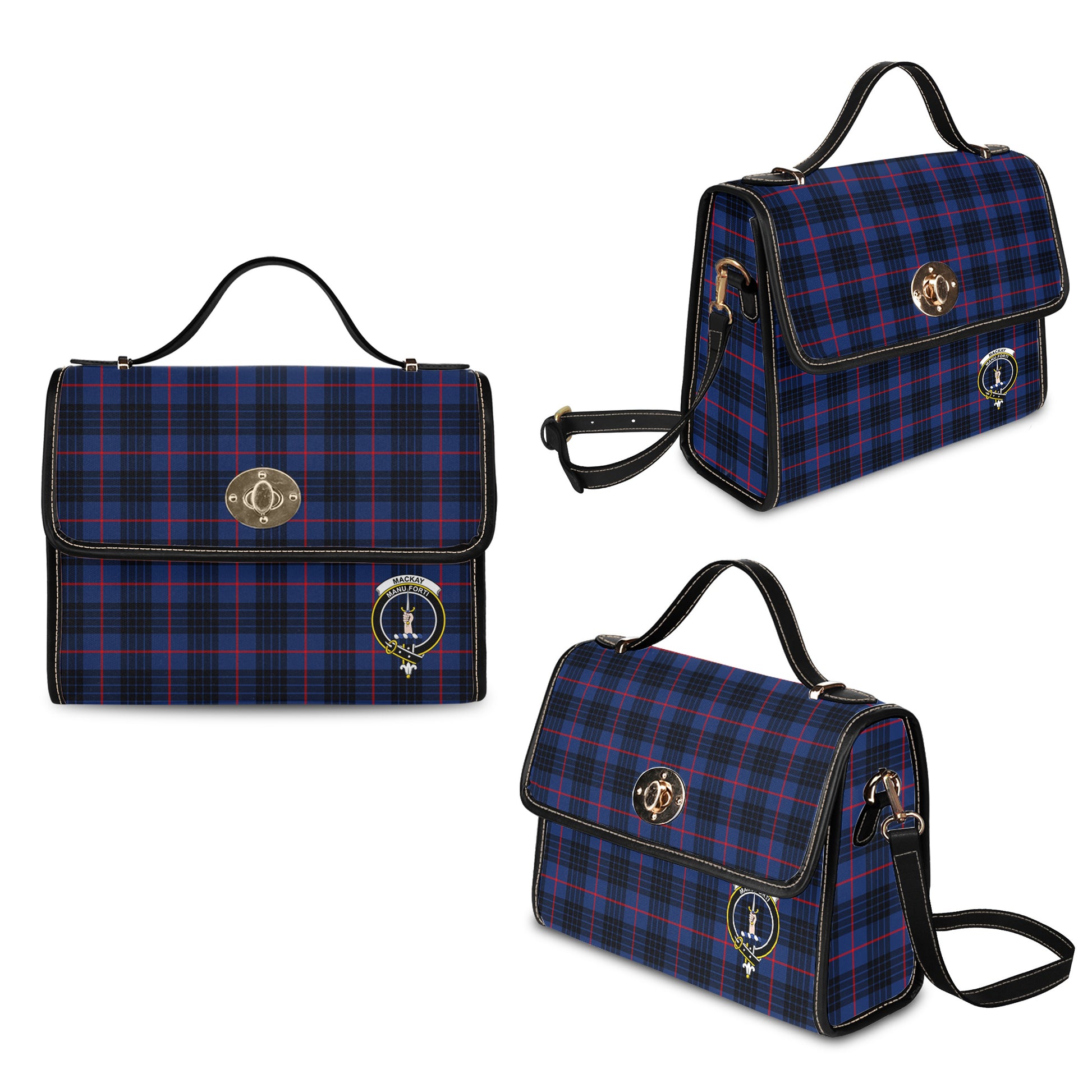 mackay-blue-modern-tartan-leather-strap-waterproof-canvas-bag-with-family-crest