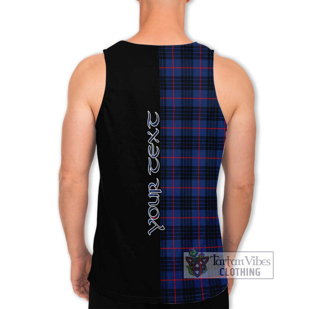 MacKay Blue Modern Tartan Men's Tank Top with Family Crest and Half Of Me Style - Tartanvibesclothing Shop