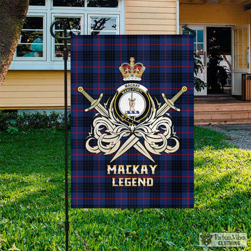 MacKay Blue Modern Tartan Flag with Clan Crest and the Golden Sword of Courageous Legacy