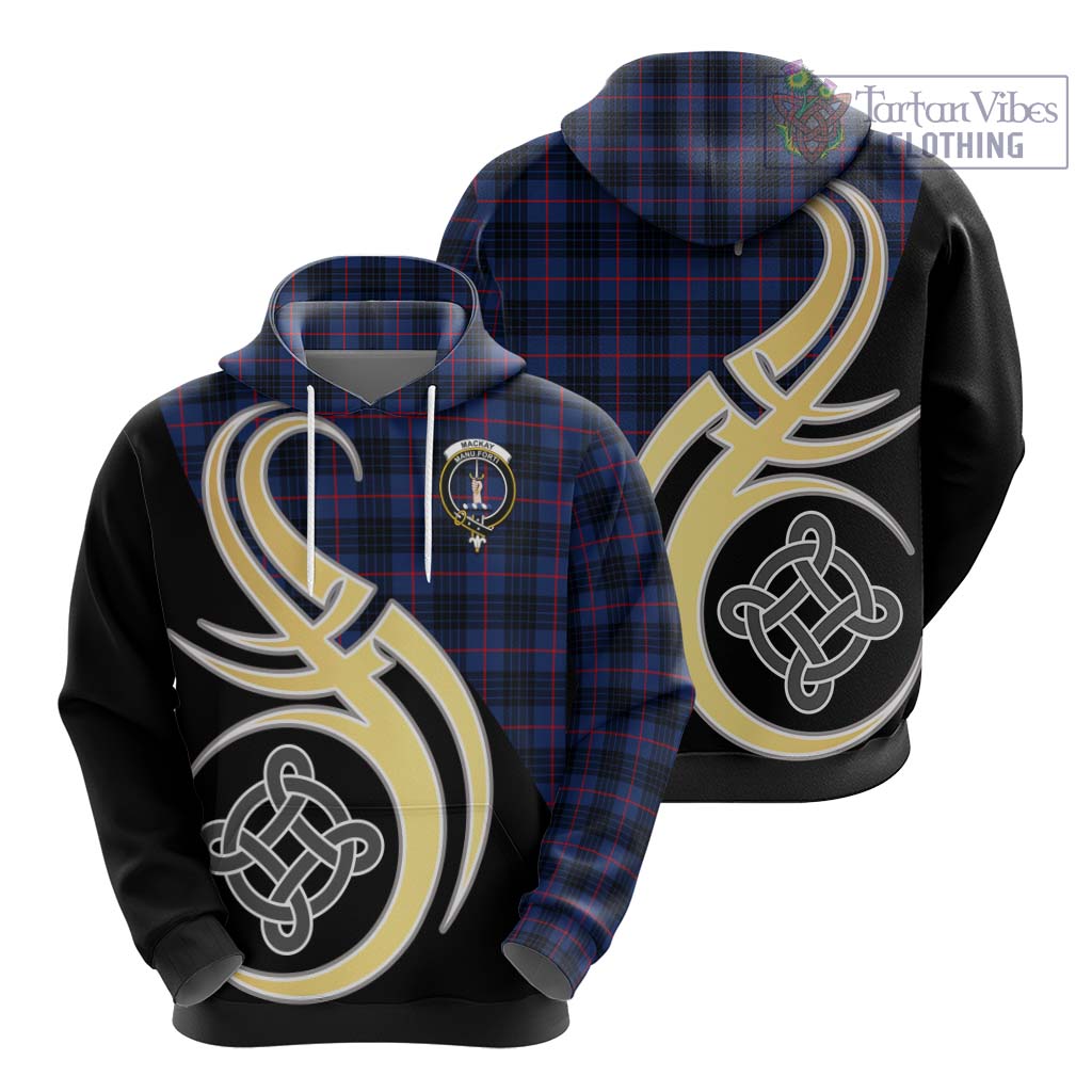 MacKay Blue Modern Tartan Hoodie with Family Crest and Celtic Symbol Style - Tartan Vibes Clothing