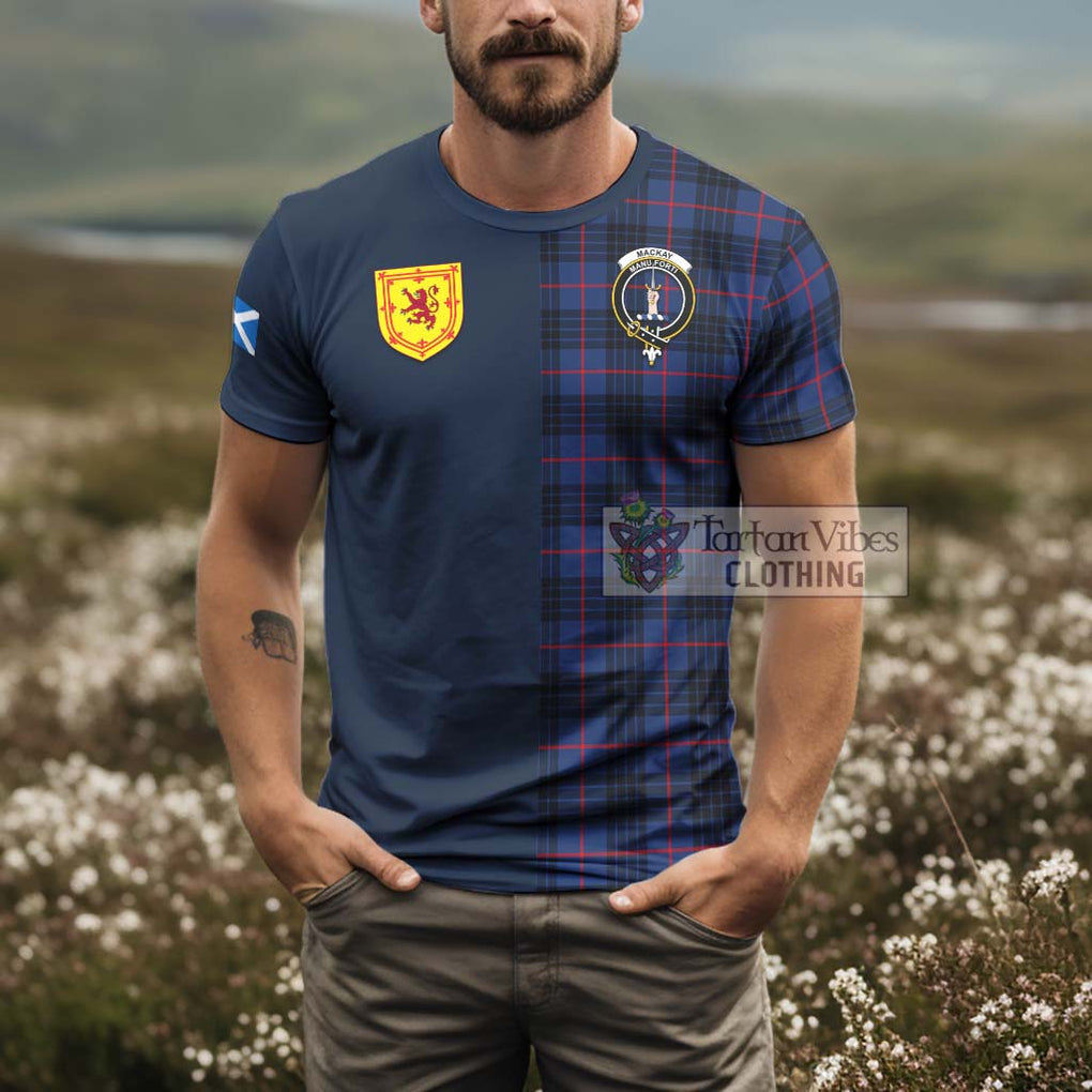 Tartan Vibes Clothing MacKay Blue Modern Tartan T-Shirt Alba with Scottish Lion Royal Arm Half Style