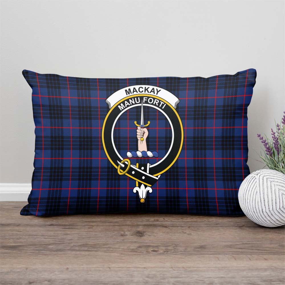 MacKay Blue Modern Tartan Pillow Cover with Family Crest Rectangle Pillow Cover - Tartanvibesclothing