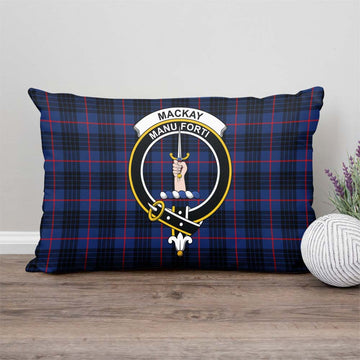 MacKay Blue Modern Tartan Pillow Cover with Family Crest