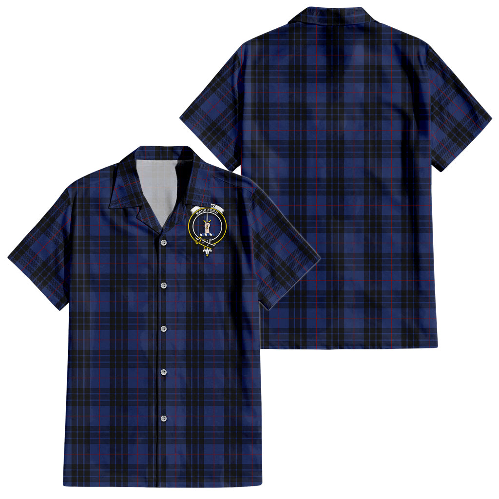 mackay-blue-modern-tartan-short-sleeve-button-down-shirt-with-family-crest