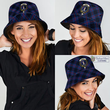 MacKay Blue Modern Tartan Bucket Hat with Family Crest