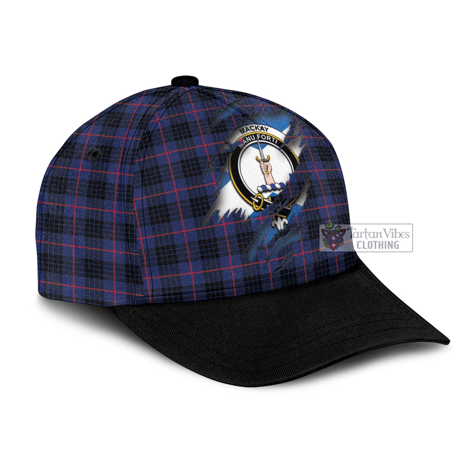 Tartan Vibes Clothing MacKay Blue Modern Tartan Classic Cap with Family Crest In Me Style