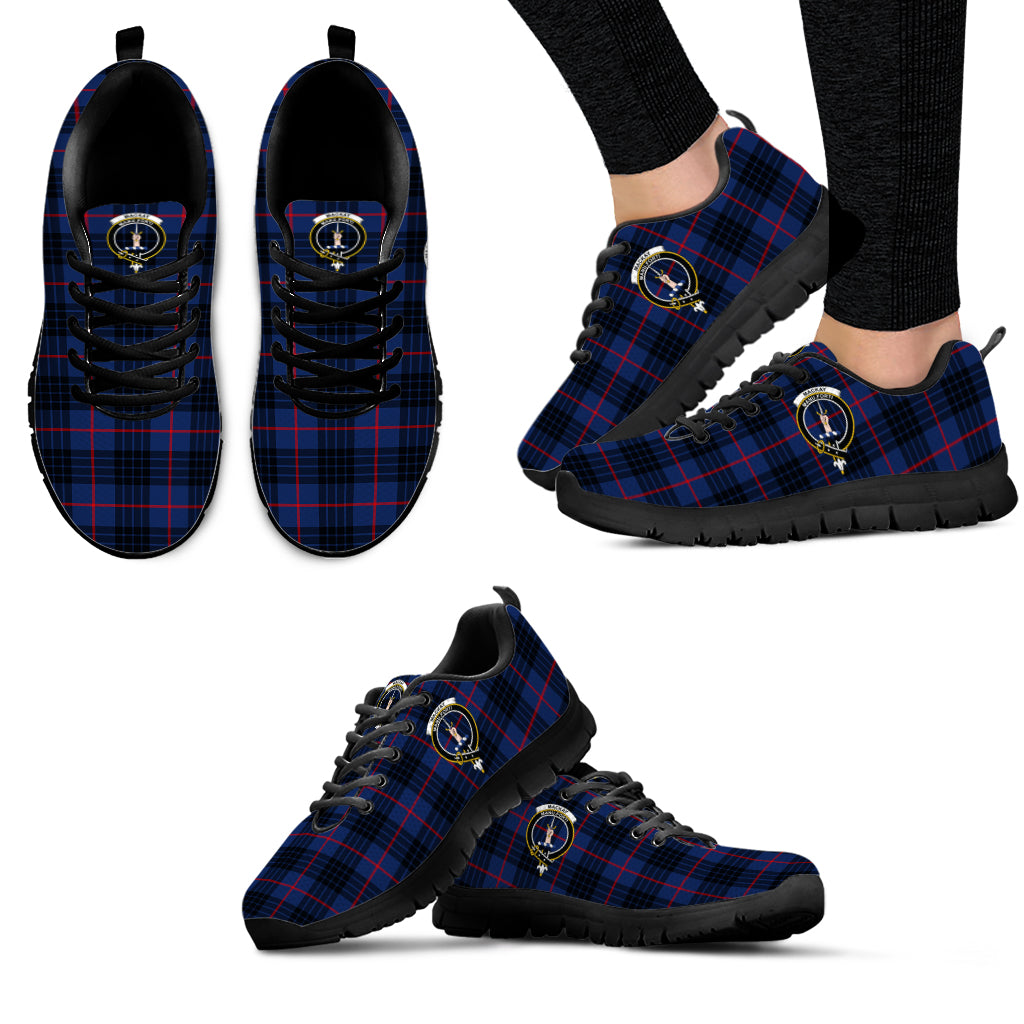 MacKay Blue Modern Tartan Sneakers with Family Crest - Tartan Vibes Clothing