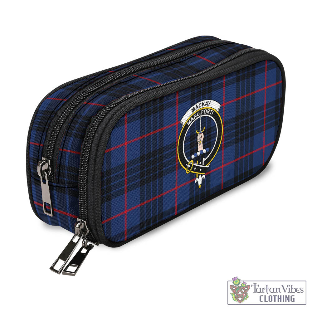 Tartan Vibes Clothing MacKay Blue Modern Tartan Pen and Pencil Case with Family Crest