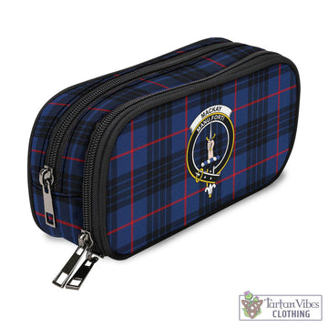 MacKay Blue Modern Tartan Pen and Pencil Case with Family Crest