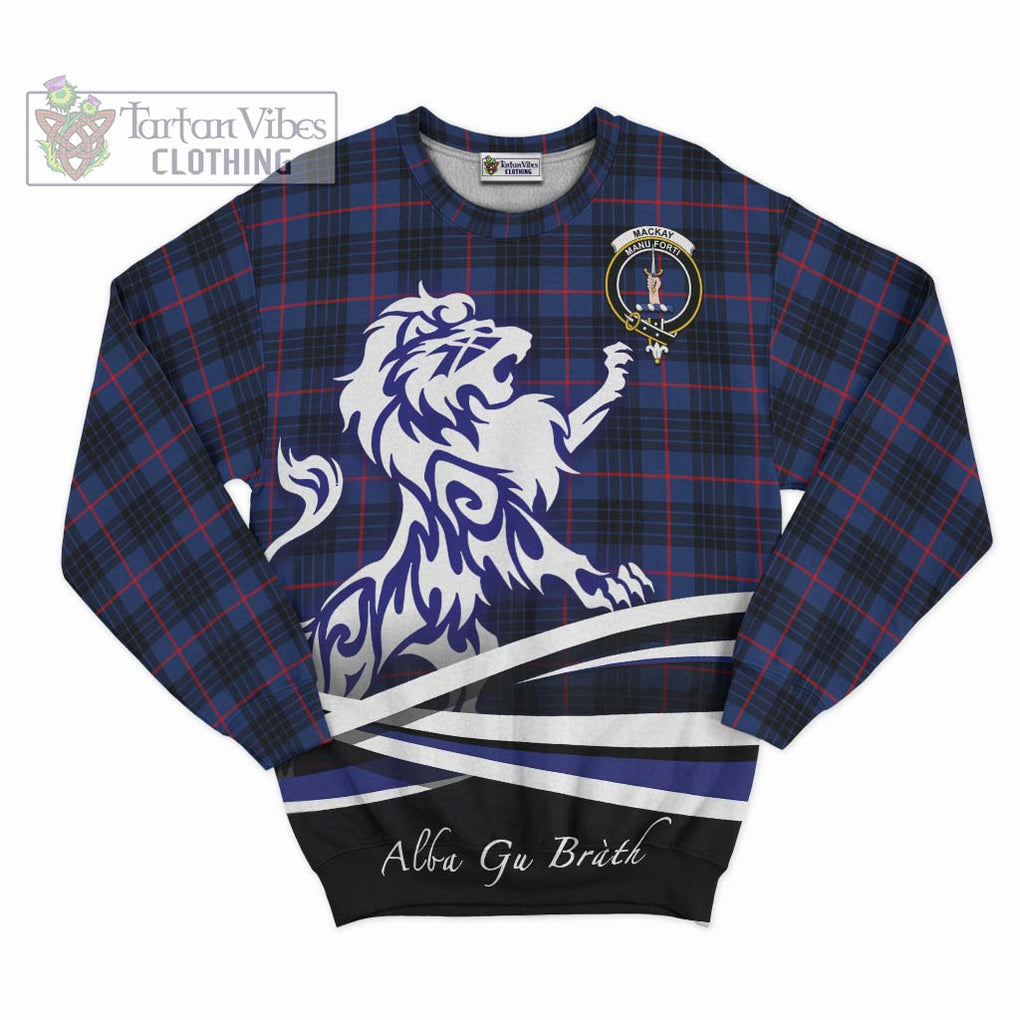 MacKay Blue Modern Tartan Sweatshirt with Alba Gu Brath Regal Lion Emblem - Tartanvibesclothing Shop