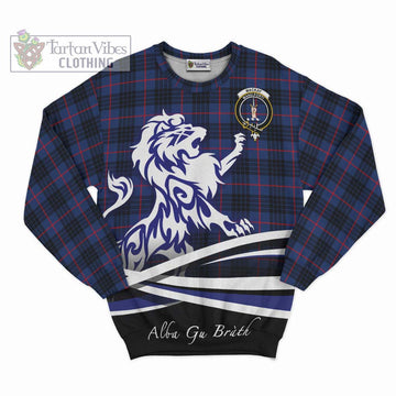 MacKay Blue Modern Tartan Sweatshirt with Alba Gu Brath Regal Lion Emblem