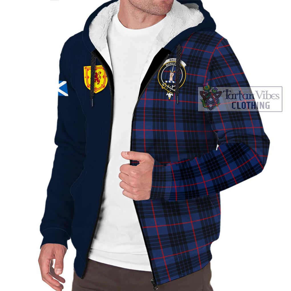 Tartan Vibes Clothing MacKay Blue Modern Tartan Sherpa Hoodie with Scottish Lion Royal Arm Half Style