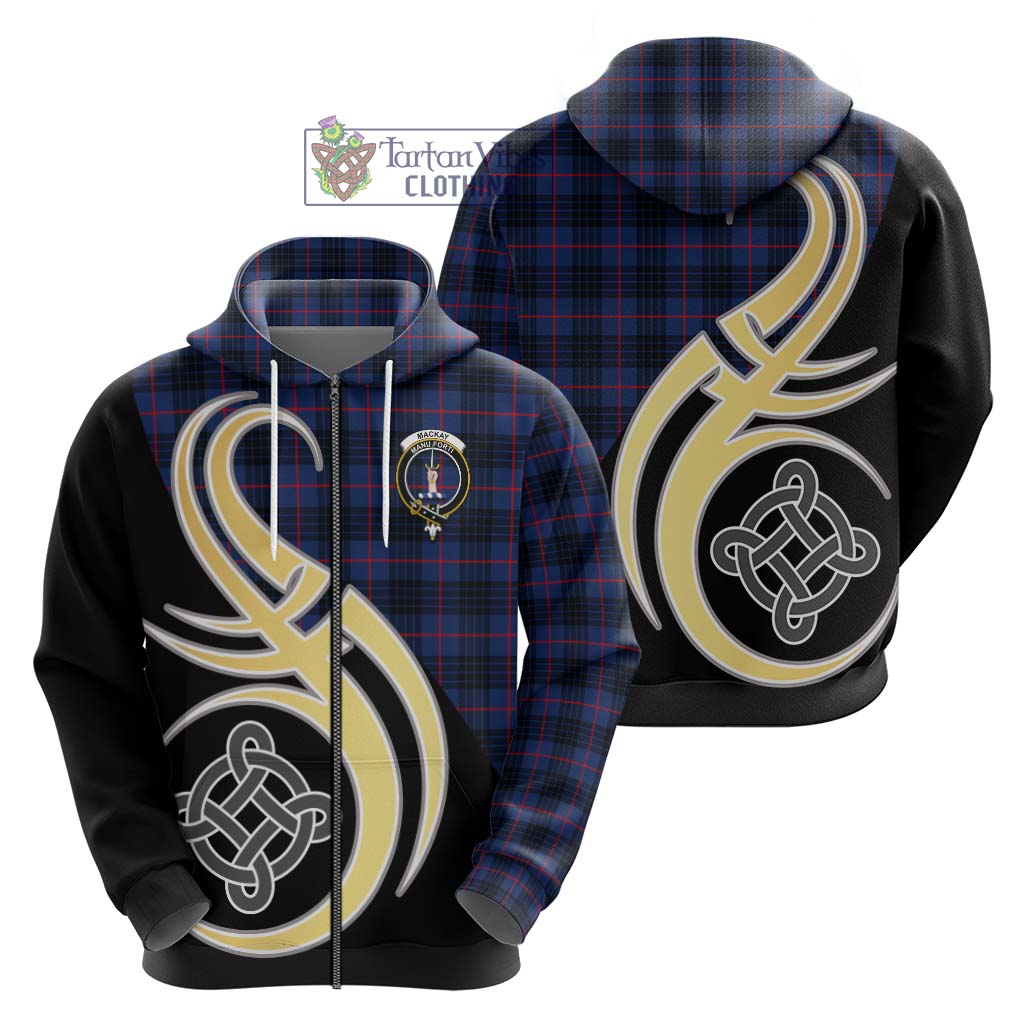 MacKay Blue Modern Tartan Hoodie with Family Crest and Celtic Symbol Style - Tartan Vibes Clothing