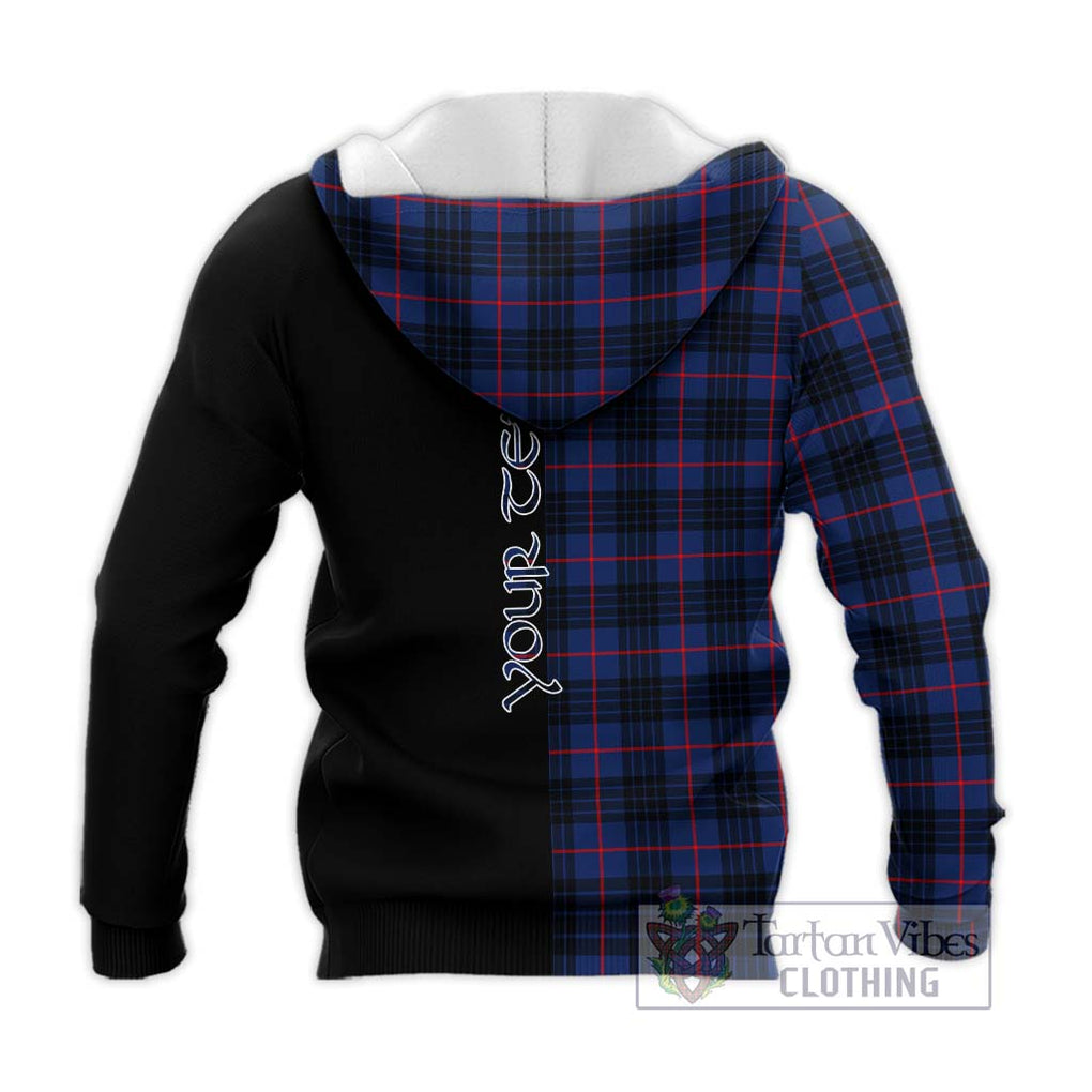 MacKay Blue Modern Tartan Knitted Hoodie with Family Crest and Half Of Me Style - Tartanvibesclothing Shop