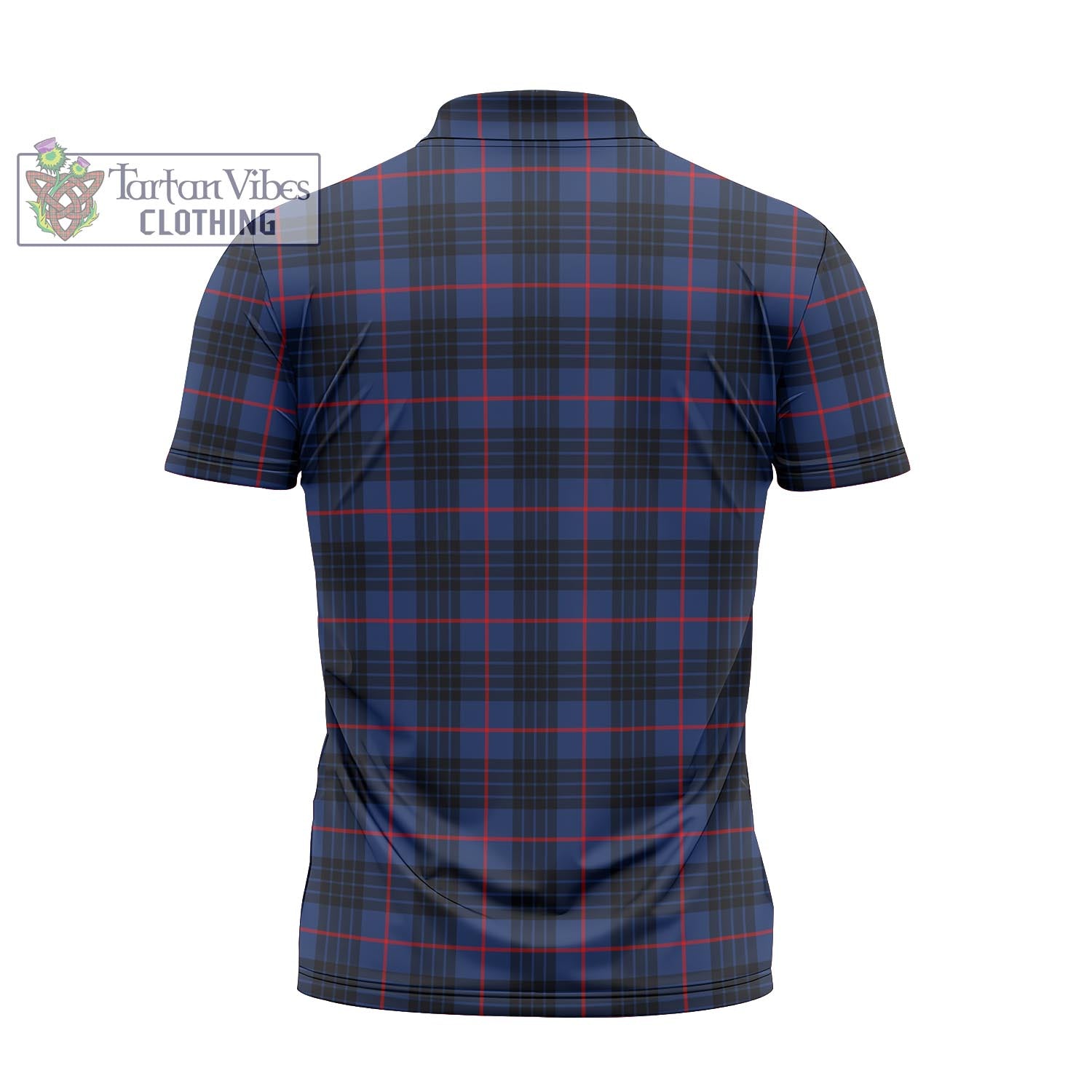 Tartan Vibes Clothing MacKay Blue Modern Tartan Zipper Polo Shirt with Family Crest