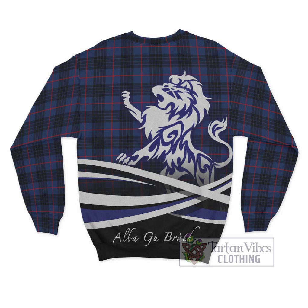 MacKay Blue Modern Tartan Sweatshirt with Alba Gu Brath Regal Lion Emblem - Tartanvibesclothing Shop