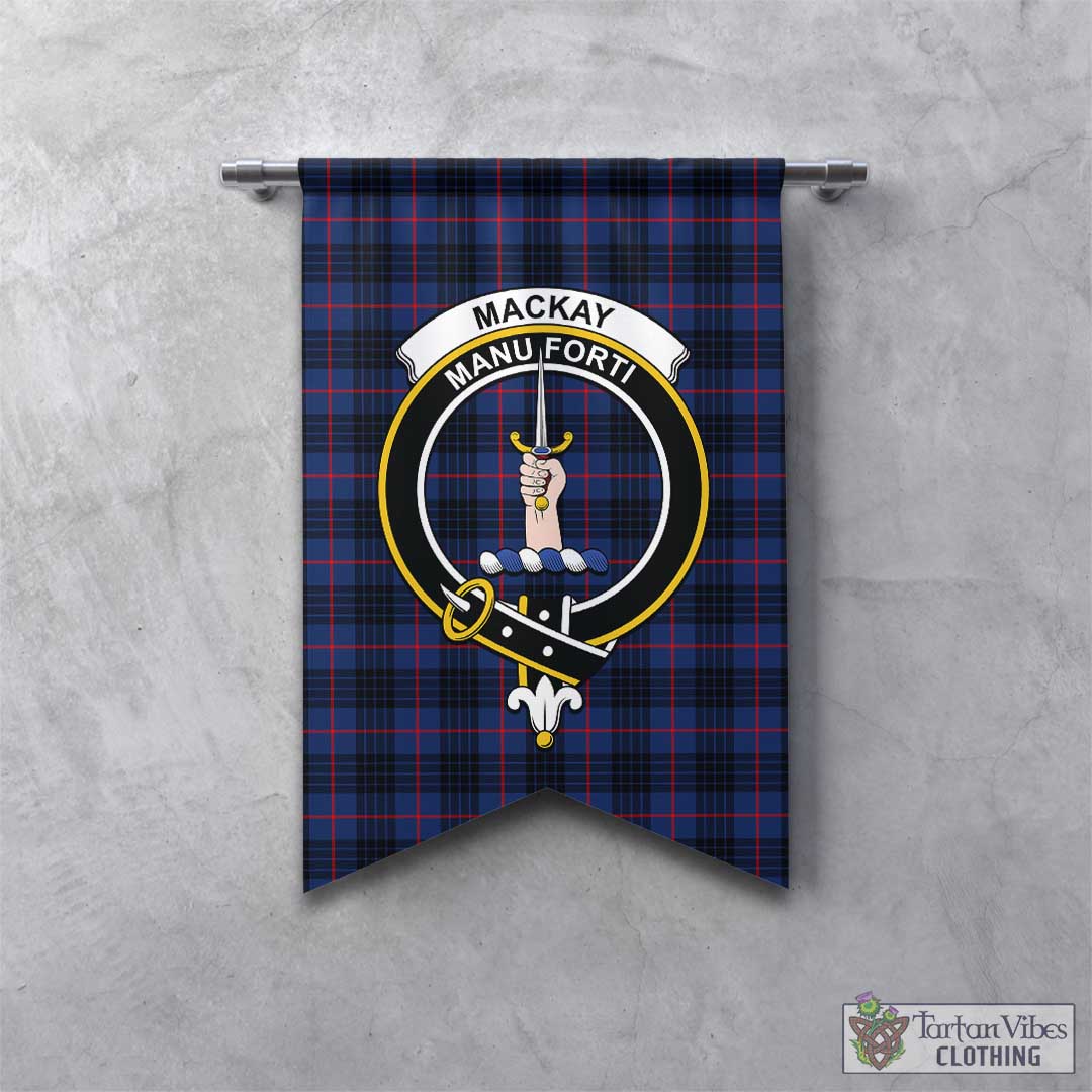 Tartan Vibes Clothing MacKay Blue Modern Tartan Gonfalon, Tartan Banner with Family Crest