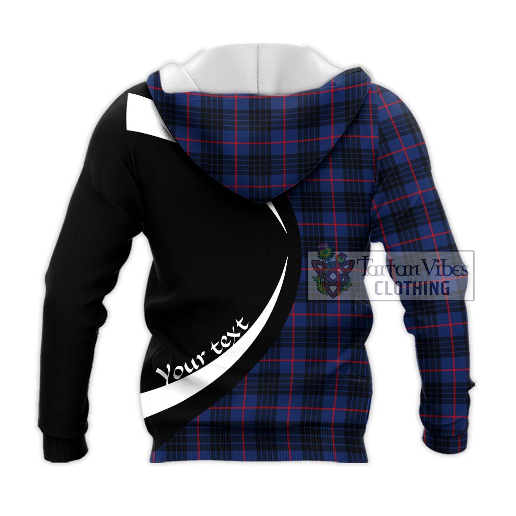 MacKay Blue Modern Tartan Knitted Hoodie with Family Crest Circle Style - Tartan Vibes Clothing