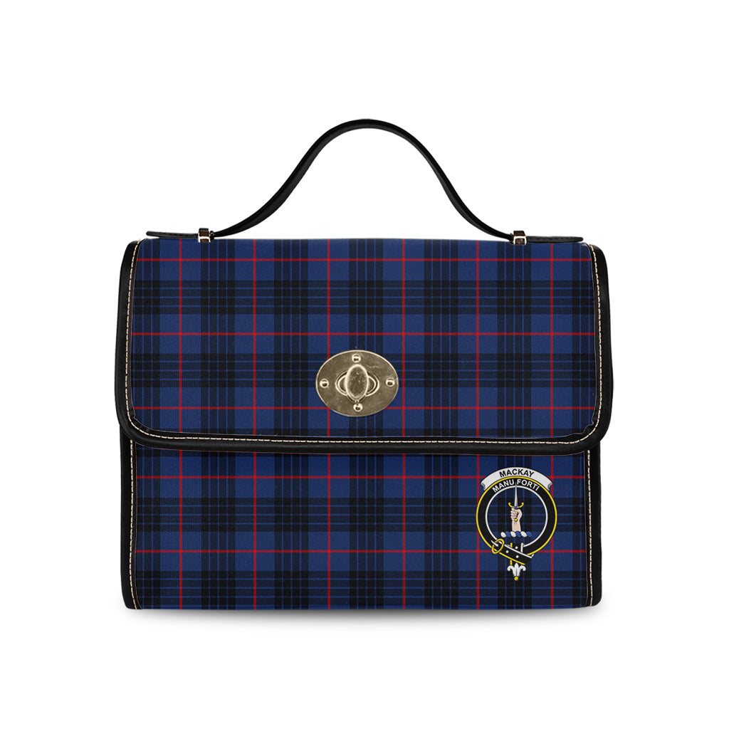 mackay-blue-modern-tartan-leather-strap-waterproof-canvas-bag-with-family-crest