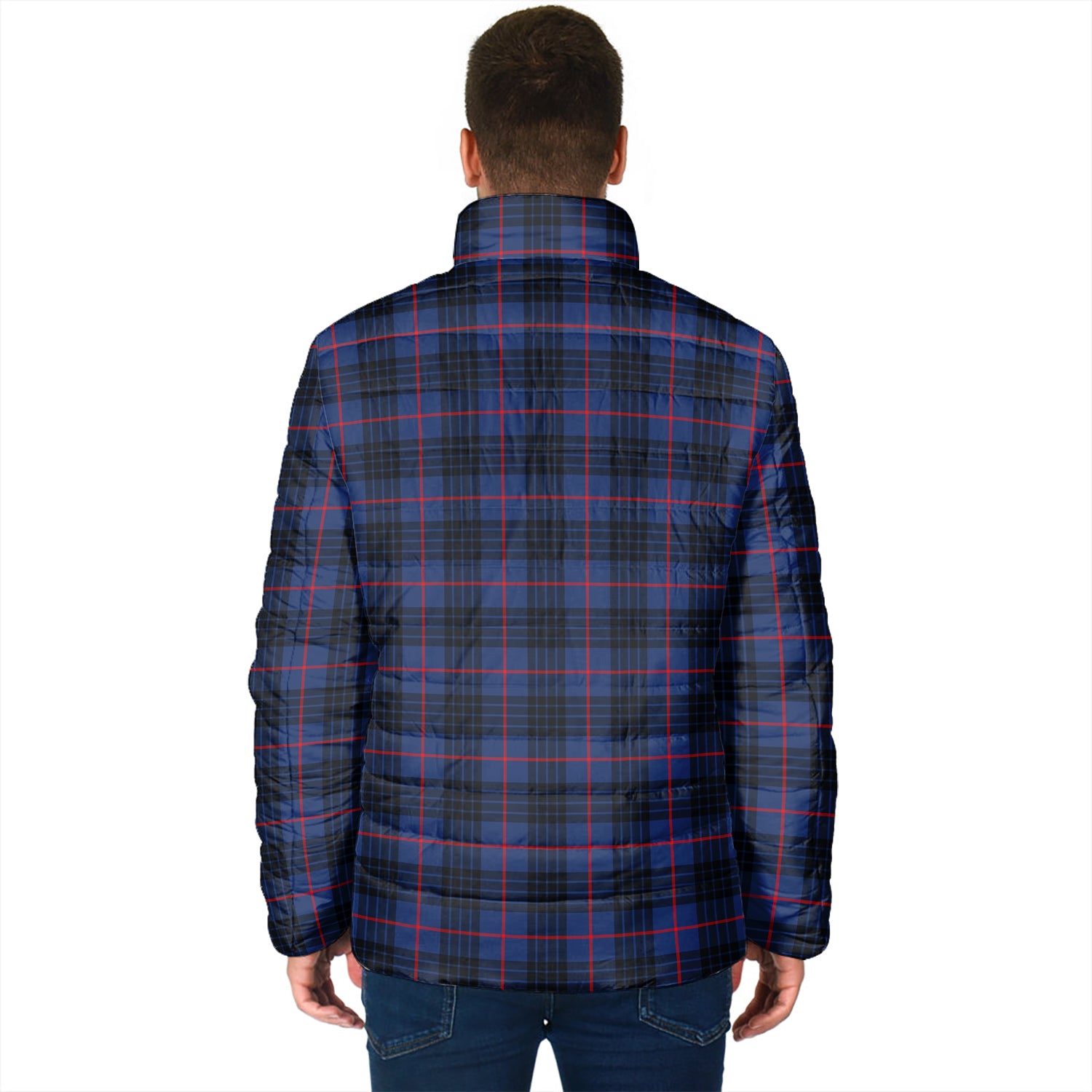 MacKay Blue Modern Tartan Padded Jacket with Family Crest - Tartan Vibes Clothing