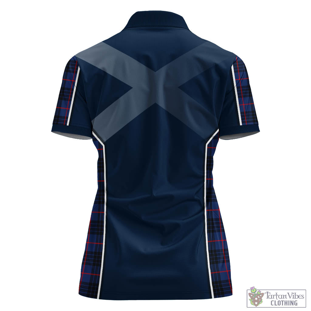 Tartan Vibes Clothing MacKay Blue Modern Tartan Women's Polo Shirt with Family Crest and Scottish Thistle Vibes Sport Style