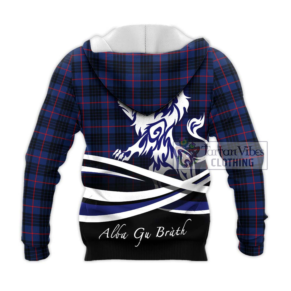 MacKay Blue Modern Tartan Knitted Hoodie with Alba Gu Brath Regal Lion Emblem - Tartanvibesclothing Shop