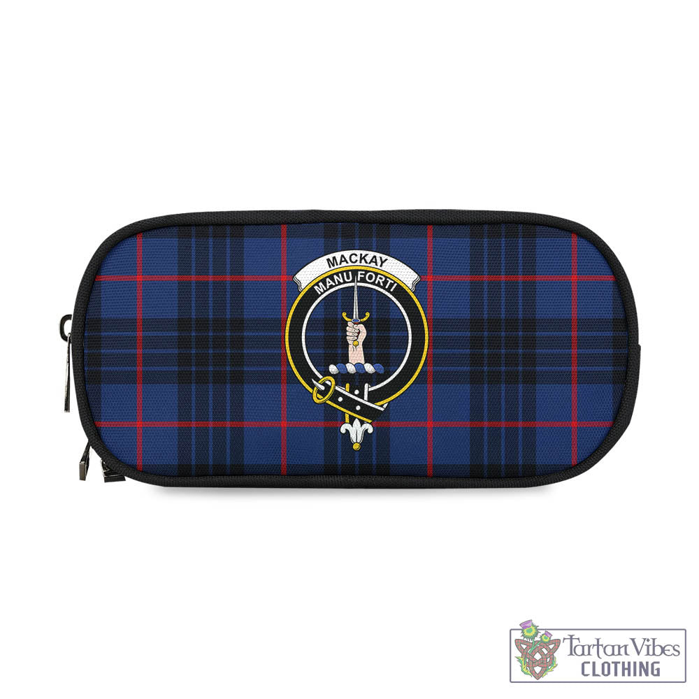 Tartan Vibes Clothing MacKay Blue Modern Tartan Pen and Pencil Case with Family Crest