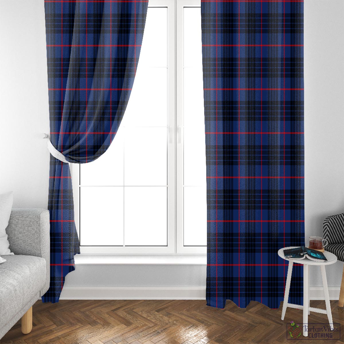 MacKay Blue Modern Tartan Window Curtain