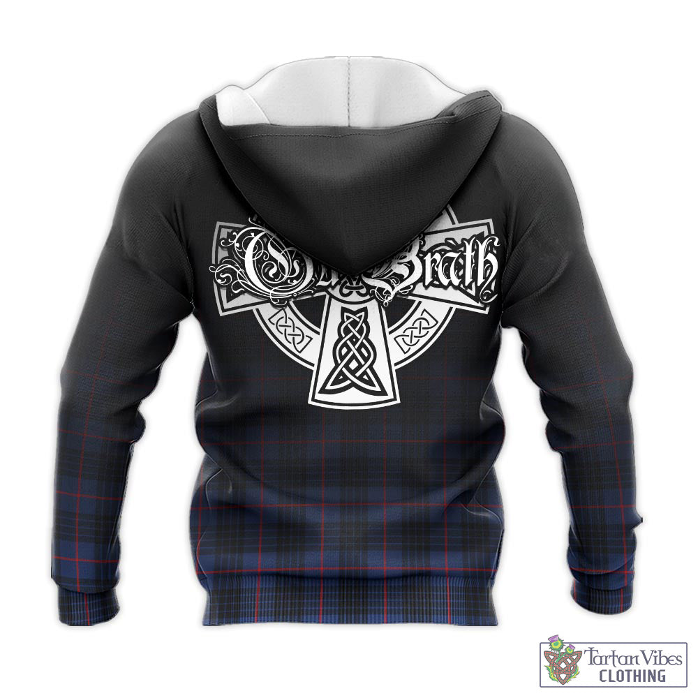 Tartan Vibes Clothing MacKay Blue Modern Tartan Knitted Hoodie Featuring Alba Gu Brath Family Crest Celtic Inspired