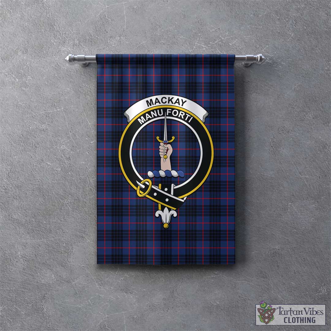 Tartan Vibes Clothing MacKay Blue Modern Tartan Gonfalon, Tartan Banner with Family Crest