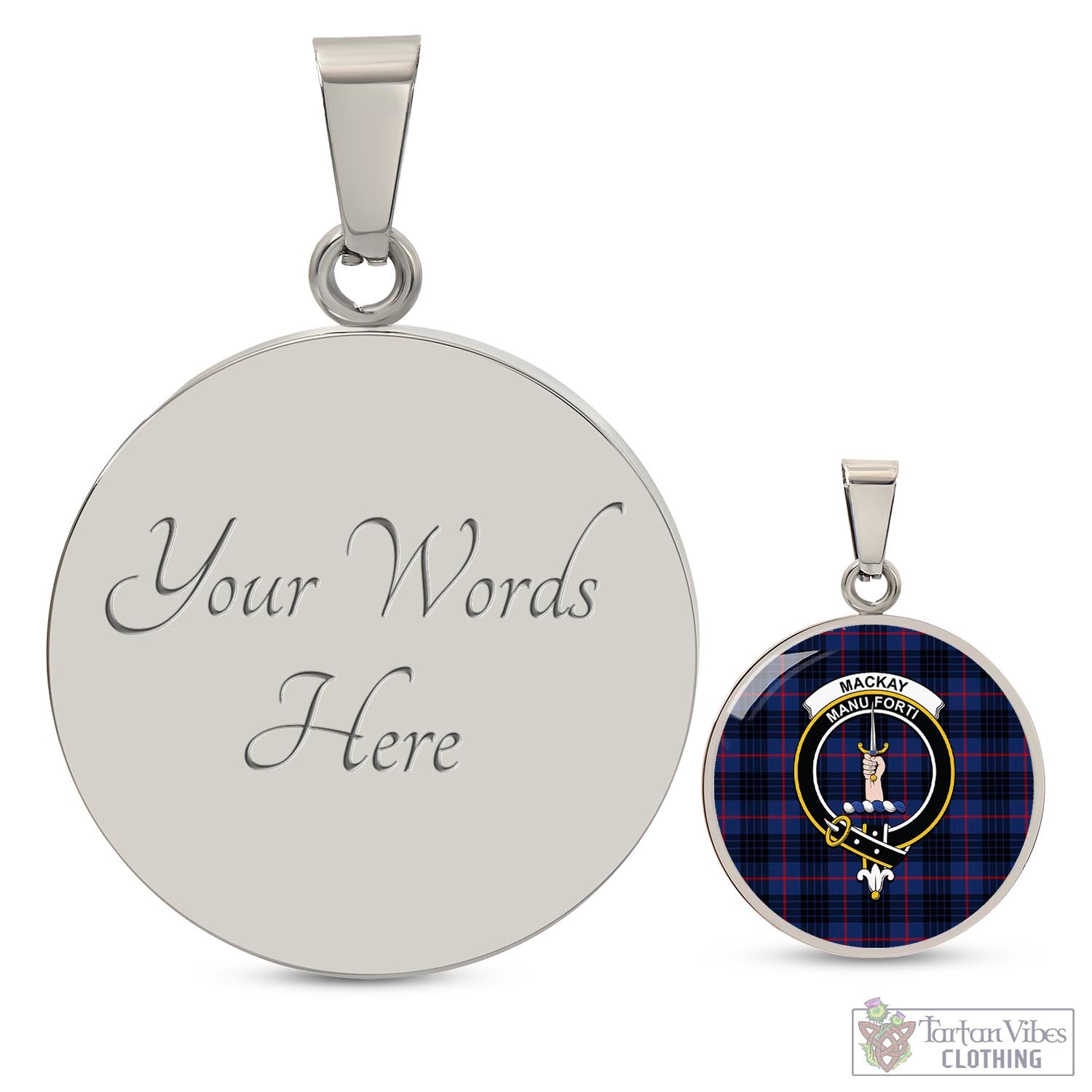 Tartan Vibes Clothing MacKay Blue Modern Tartan Circle Necklace with Family Crest