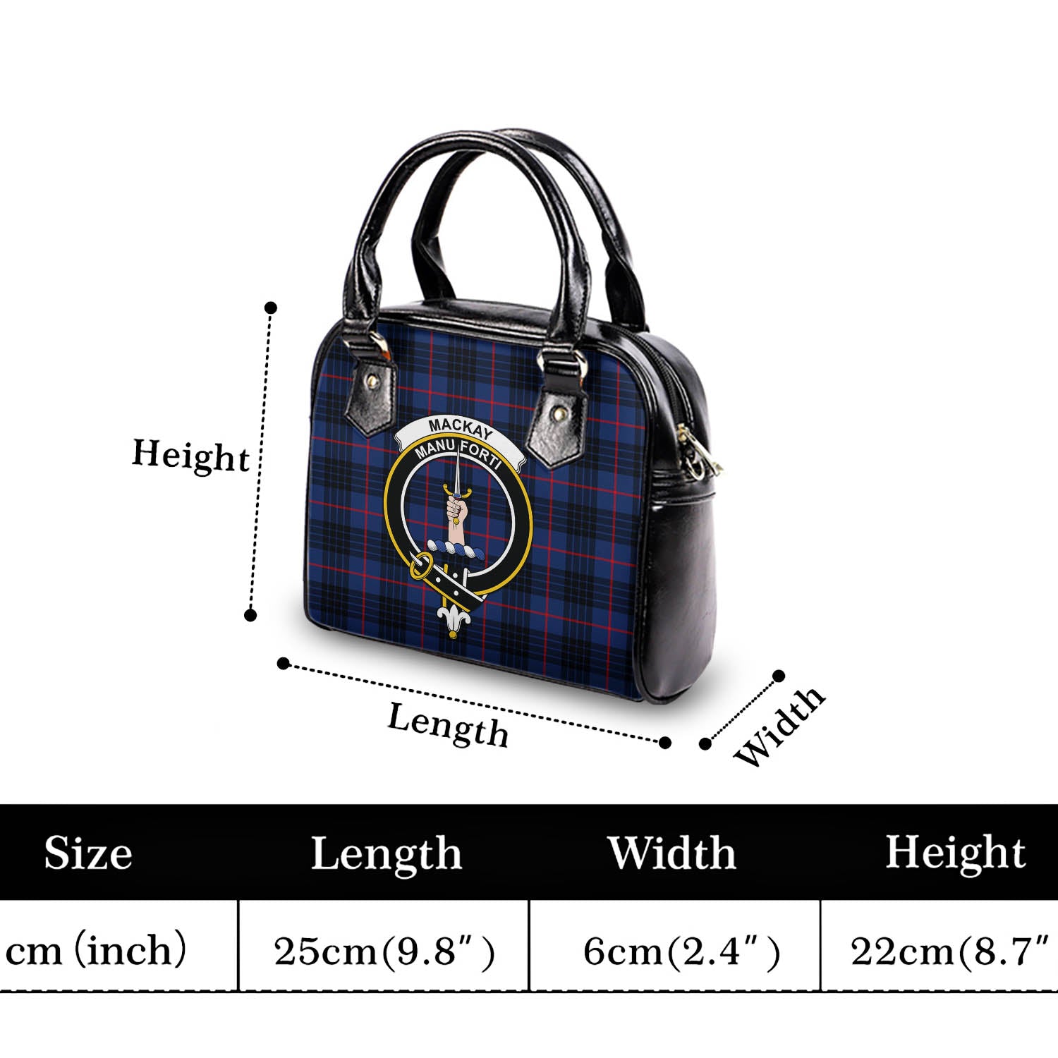 MacKay Blue Modern Tartan Shoulder Handbags with Family Crest - Tartanvibesclothing