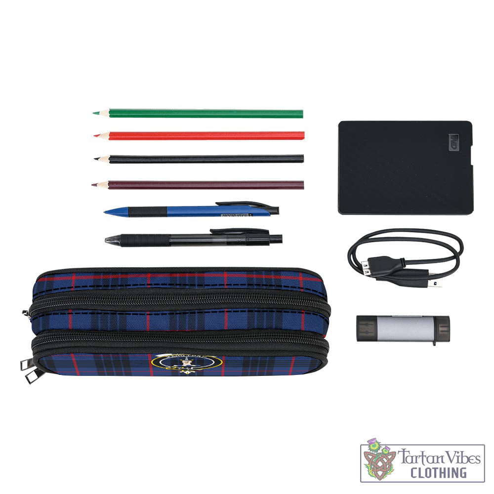 Tartan Vibes Clothing MacKay Blue Modern Tartan Pen and Pencil Case with Family Crest