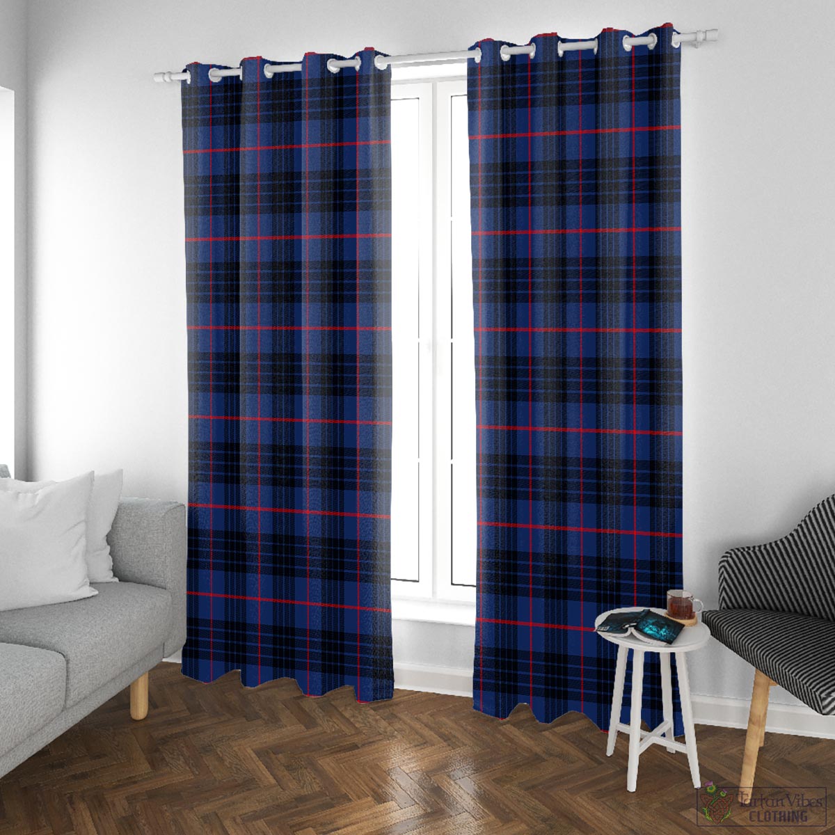 MacKay Blue Modern Tartan Window Curtain