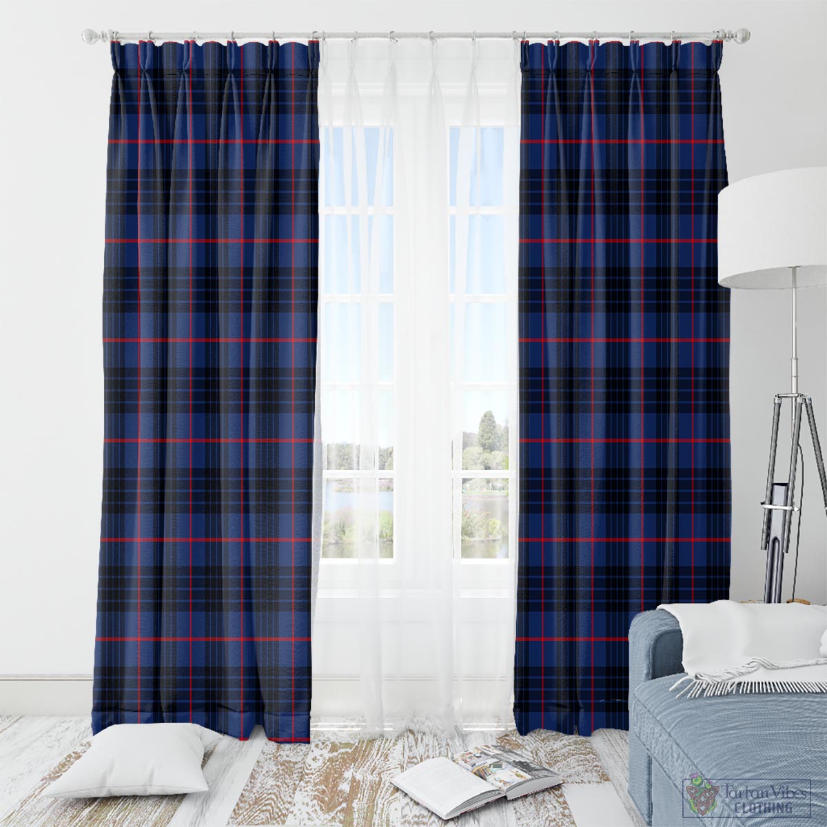 MacKay Blue Modern Tartan Window Curtain