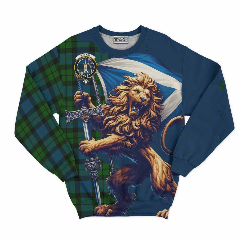 Tartan Vibes Clothing MacKay (McKay) Tartan Family Crest Sweatshirt with Scottish Majestic Lion