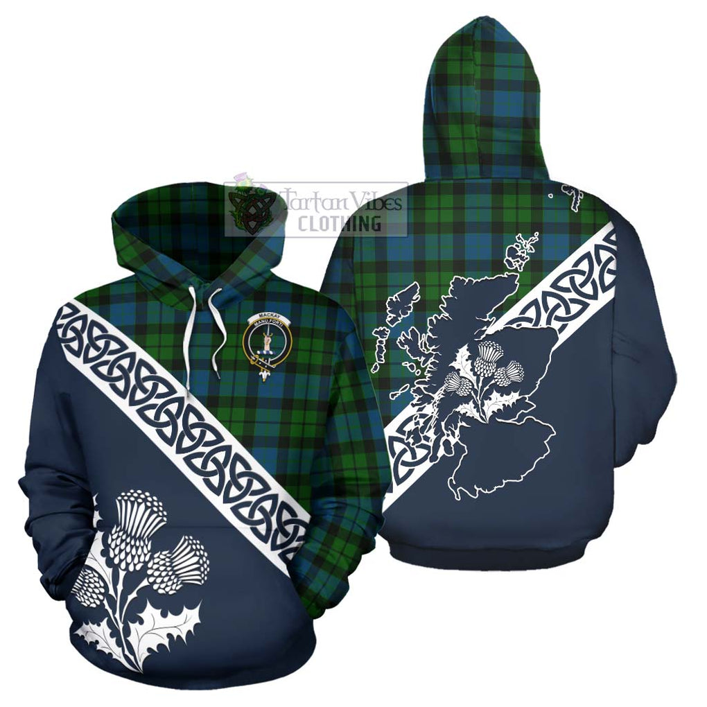 Tartan Vibes Clothing MacKay (McKay) Tartan Hoodie Featuring Thistle and Scotland Map