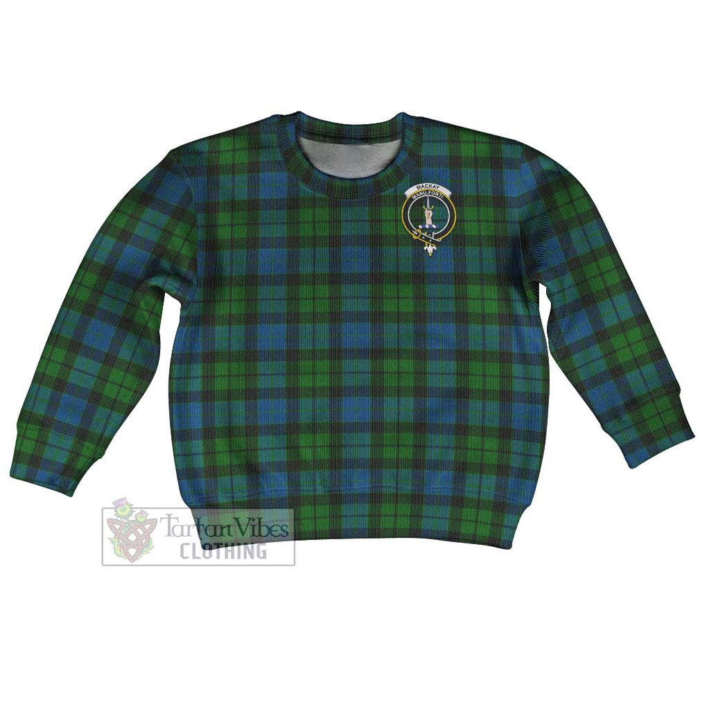 Tartan Vibes Clothing MacKay (McKay) Tartan Kid Ugly Sweater with Family Crest