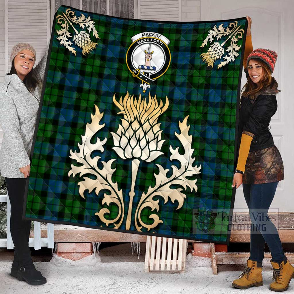 Tartan Vibes Clothing MacKay (McKay) Tartan Quilt with Family Crest and Golden Thistle Style