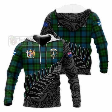 MacKay (McKay) Crest Tartan Knitted Hoodie with New Zealand Silver Fern Half Style