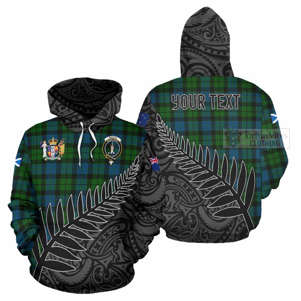 Tartan Vibes Clothing MacKay (McKay) Crest Tartan Hoodie with New Zealand Silver Fern Half Style