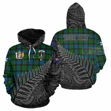 MacKay (McKay) Crest Tartan Hoodie with New Zealand Silver Fern Half Style